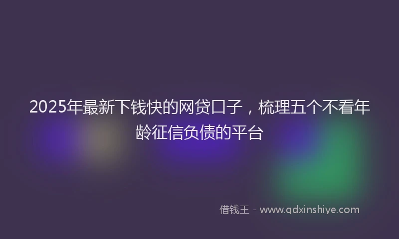 2025年最新下钱快的网贷口子，梳理五个不看年龄征信负债的平台