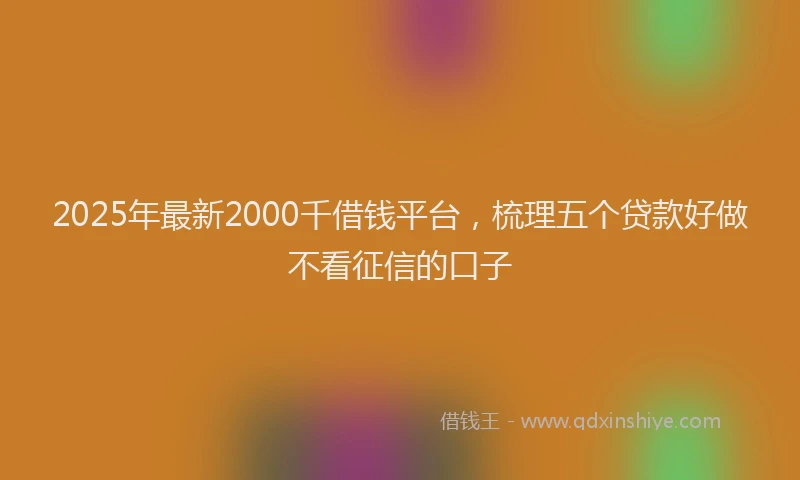 2025年最新2000千借钱平台，梳理五个贷款好做不看征信的口子