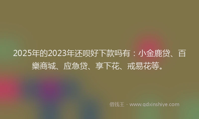 2025年的2023年还呗好下款吗有：小金鹿贷、百樂商城、应急贷、享下花、戒易花等。