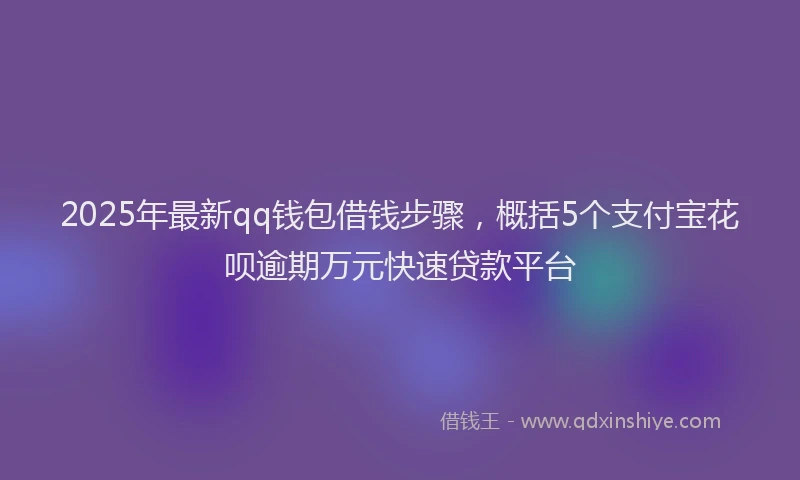 2025年最新qq钱包借钱步骤，概括5个支付宝花呗逾期万元快速贷款平台