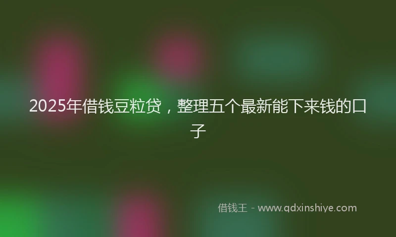 2025年借钱豆粒贷，整理五个最新能下来钱的口子