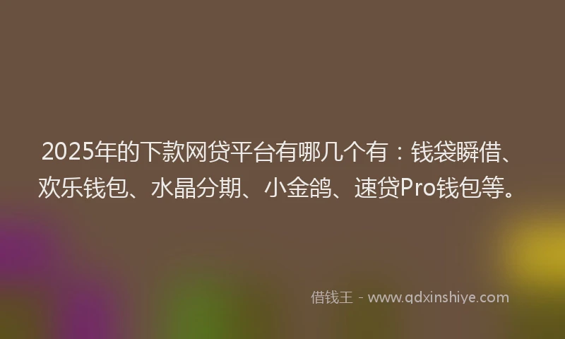 2025年的下款网贷平台有哪几个有：钱袋瞬借、欢乐钱包、水晶分期、小金鸽、速贷Pro钱包等。