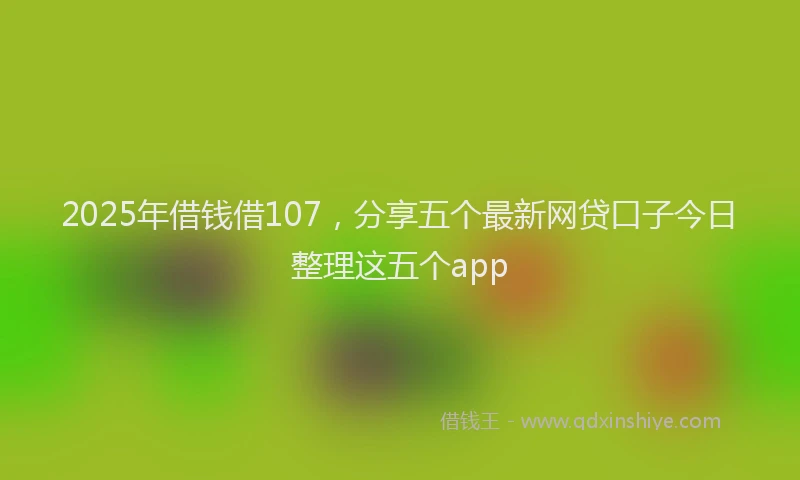2025年借钱借107，分享五个最新网贷口子今日整理这五个app