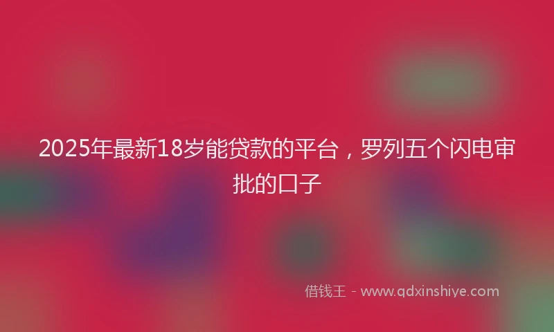 2025年最新18岁能贷款的平台，罗列五个闪电审批的口子