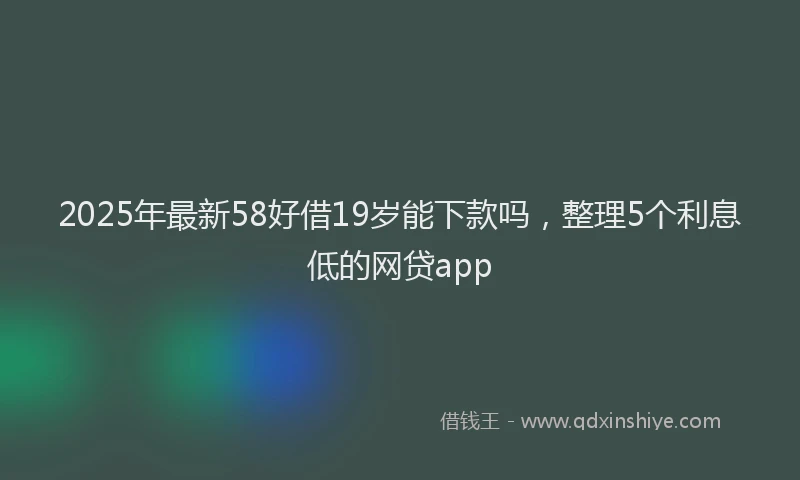 2025年最新58好借19岁能下款吗，整理5个利息低的网贷app