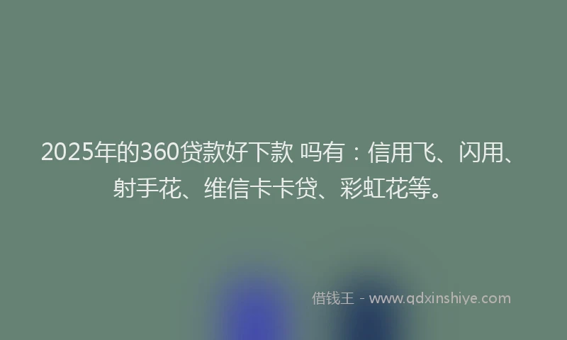 2025年的360贷款好下款 吗有：信用飞、闪用、射手花、维信卡卡贷、彩虹花等。
