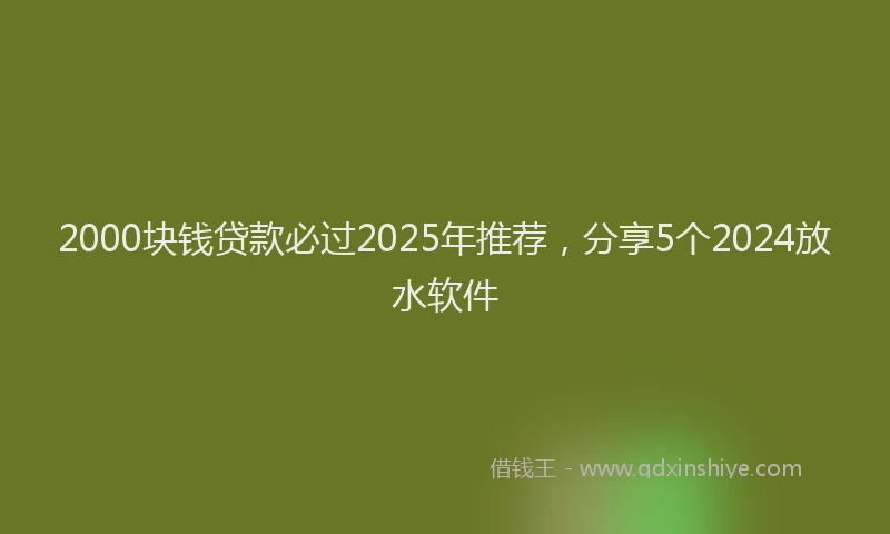 2000块钱贷款必过2025年推荐，分享5个2024放水软件