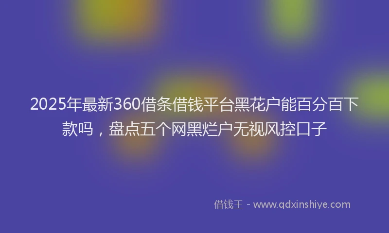 2025年最新360借条借钱平台黑花户能百分百下款吗，盘点五个网黑烂户无视风控口子
