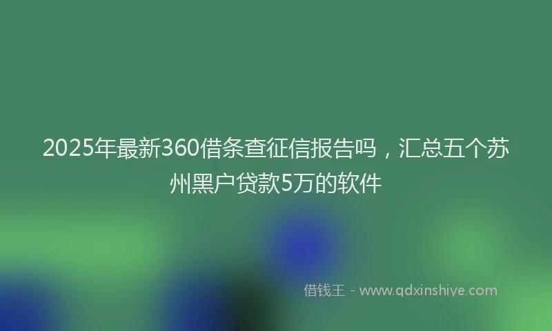 2025年最新360借条查征信报告吗，汇总五个苏州黑户贷款5万的软件