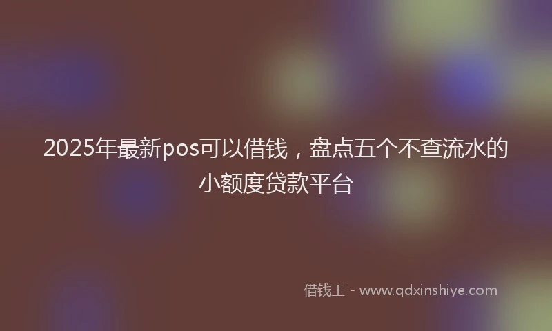 2025年最新pos可以借钱，盘点五个不查流水的小额度贷款平台