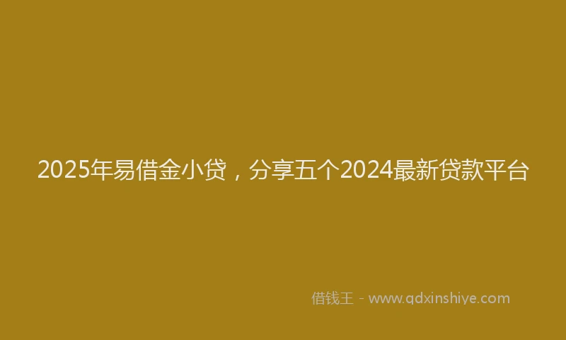 2025年易借金小贷，分享五个2024最新贷款平台
