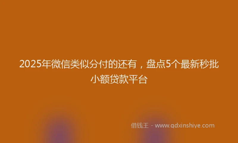 2025年微信类似分付的还有，盘点5个最新秒批小额贷款平台