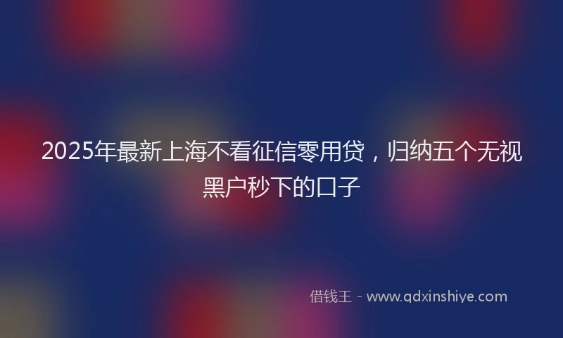 2025年最新上海不看征信零用贷，归纳五个无视黑户秒下的口子