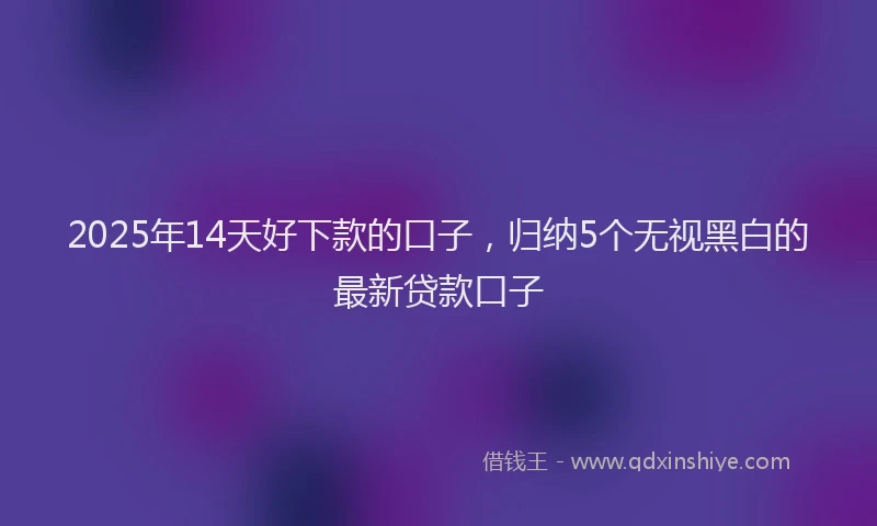 2025年14天好下款的口子，归纳5个无视黑白的最新贷款口子