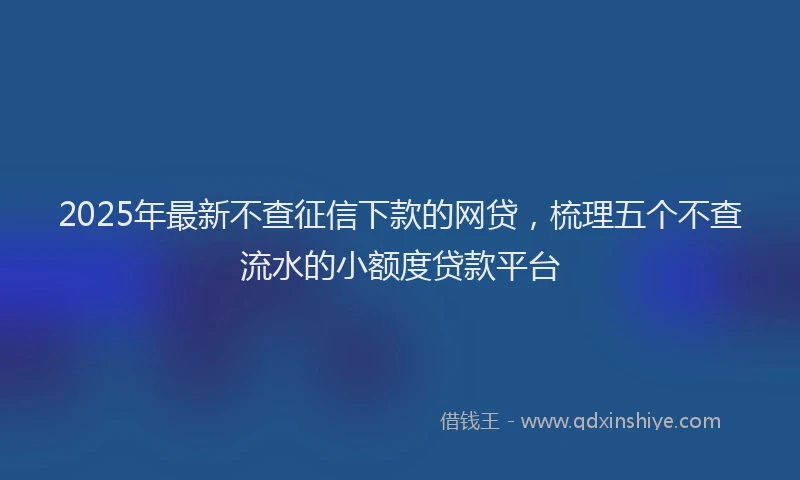 2025年最新不查征信下款的网贷，梳理五个不查流水的小额度贷款平台