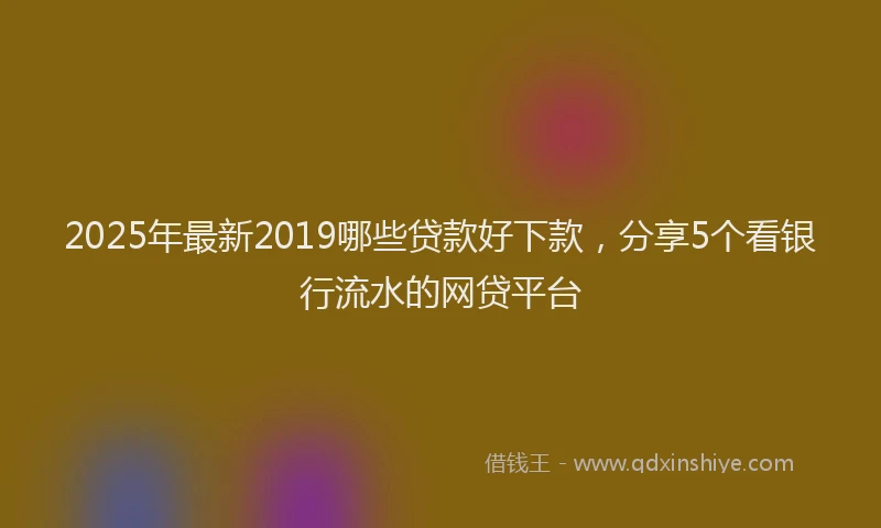 2025年最新2019哪些贷款好下款，分享5个看银行流水的网贷平台