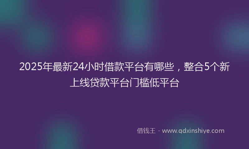2025年最新24小时借款平台有哪些，整合5个新上线贷款平台门槛低平台