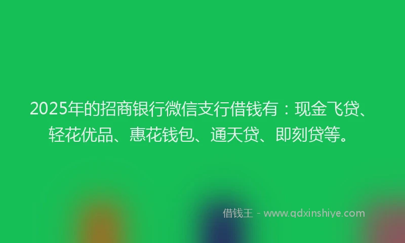 2025年的招商银行微信支行借钱有：现金飞贷、轻花优品、惠花钱包、通天贷、即刻贷等。