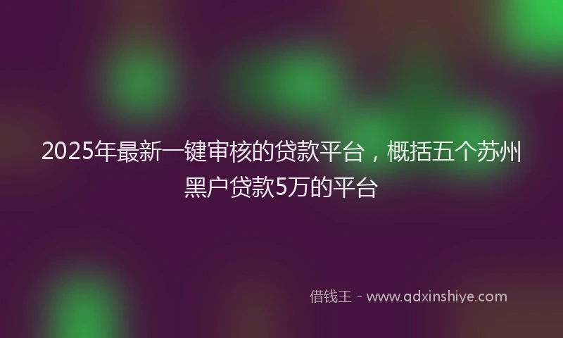 2025年最新一键审核的贷款平台，概括五个苏州黑户贷款5万的平台