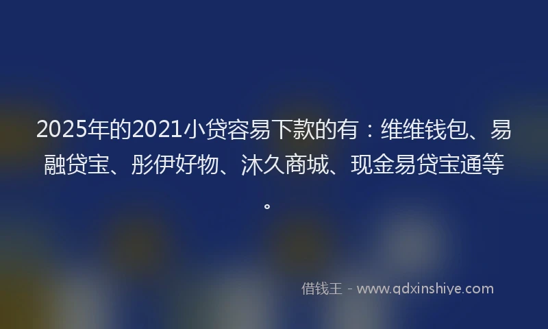 2025年的2021小贷容易下款的有：维维钱包、易融贷宝、彤伊好物、沐久商城、现金易贷宝通等。