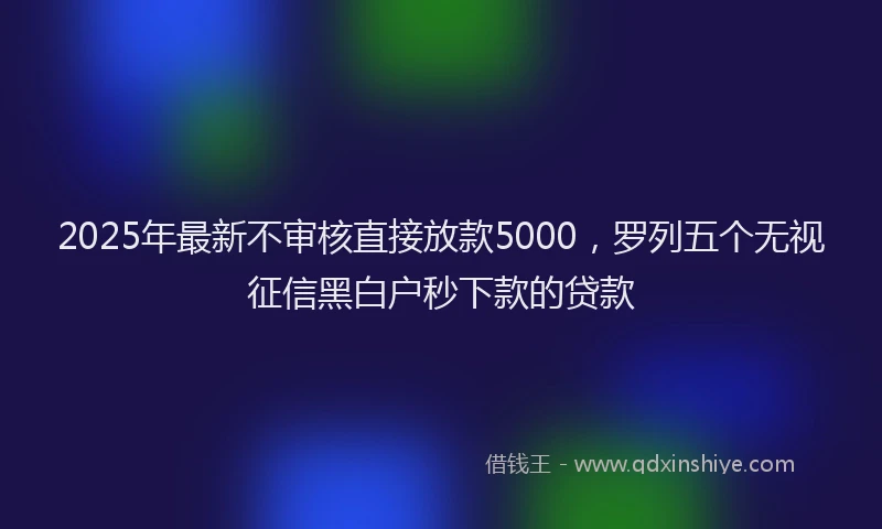 2025年最新不审核直接放款5000，罗列五个无视征信黑白户秒下款的贷款