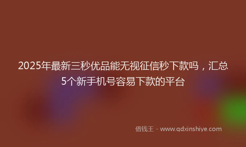 2025年最新三秒优品能无视征信秒下款吗，汇总5个新手机号容易下款的平台