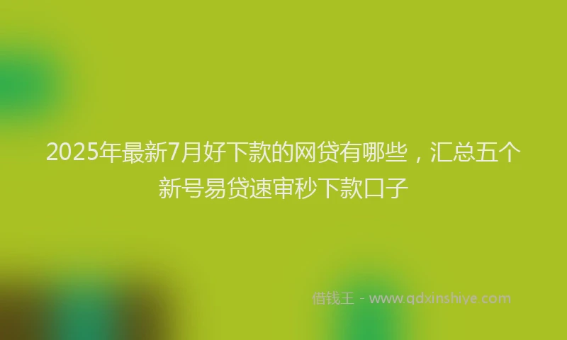 2025年最新7月好下款的网贷有哪些，汇总五个新号易贷速审秒下款口子