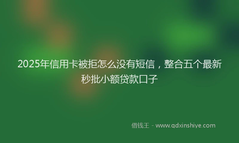 2025年信用卡被拒怎么没有短信，整合五个最新秒批小额贷款口子