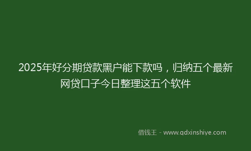2025年好分期贷款黑户能下款吗，归纳五个最新网贷口子今日整理这五个软件