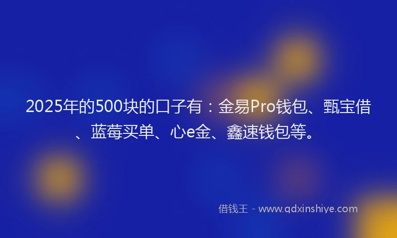 2025年的500块的口子有：金易Pro钱包、甄宝借、蓝莓买单、心e金、鑫速钱包等。