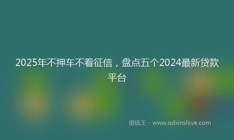 2025年不押车不看征信，盘点五个2024最新贷款平台