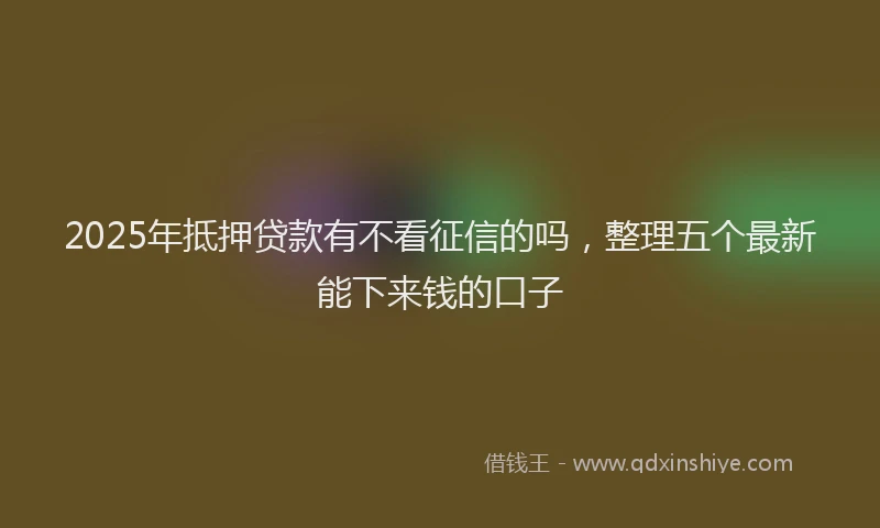2025年抵押贷款有不看征信的吗，整理五个最新能下来钱的口子