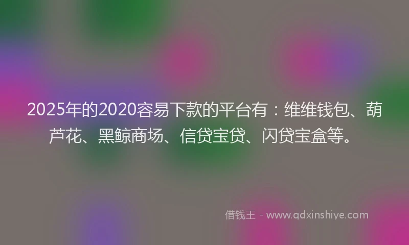 2025年的2020容易下款的平台有:维维钱包、葫芦花、黑鲸商场、信贷宝贷、闪贷宝盒等。