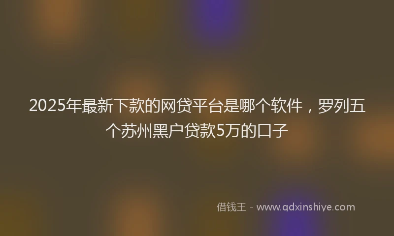 2025年最新下款的网贷平台是哪个软件，罗列五个苏州黑户贷款5万的口子