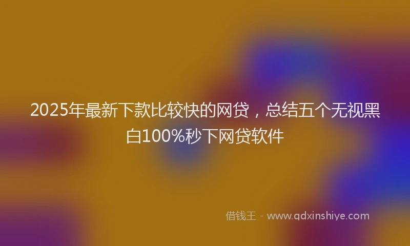 2025年最新下款比较快的网贷，总结五个无视黑白100%秒下网贷软件