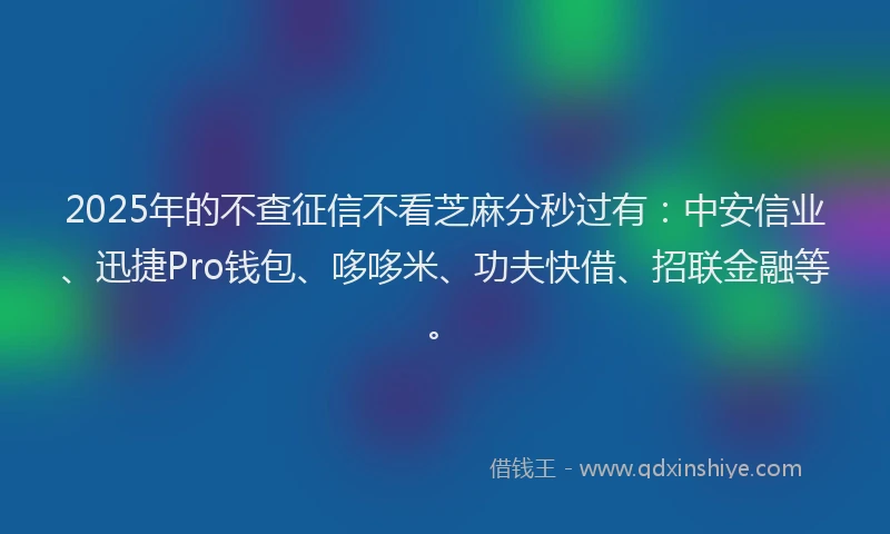 2025年的不查征信不看芝麻分秒过有：中安信业、迅捷Pro钱包、哆哆米、功夫快借、招联金融等。