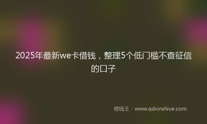 2025年最新we卡借钱，整理5个低门槛不查征信的口子