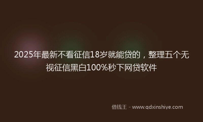 2025年最新不看征信18岁就能贷的，整理五个无视征信黑白100%秒下网贷软件