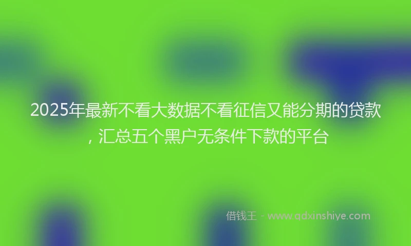 2025年最新不看大数据不看征信又能分期的贷款，汇总五个黑户无条件下款的平台