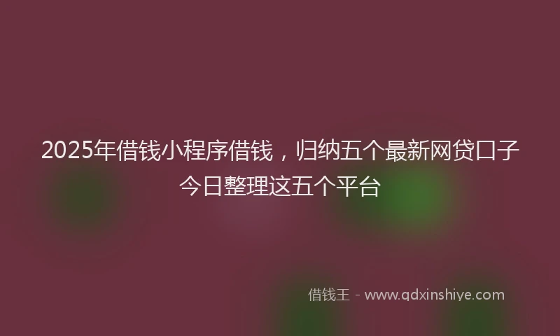 2025年借钱小程序借钱，归纳五个最新网贷口子今日整理这五个平台