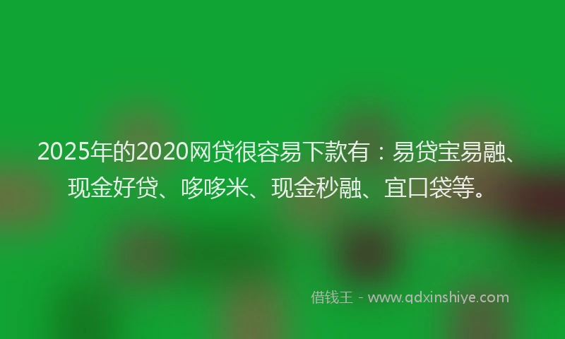 2025年的2020网贷很容易下款有：易贷宝易融、现金好贷、哆哆米、现金秒融、宜口袋等。