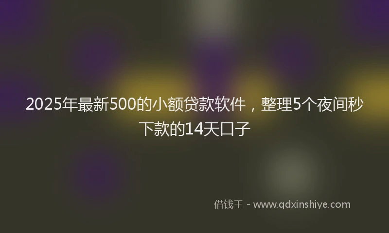 2025年最新500的小额贷款软件，整理5个夜间秒下款的14天口子