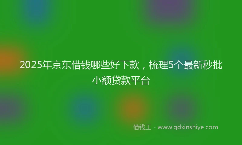 2025年京东借钱哪些好下款，梳理5个最新秒批小额贷款平台