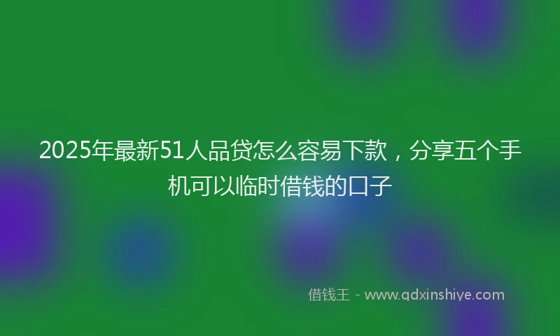 2025年最新51人品贷怎么容易下款，分享五个手机可以临时借钱的口子