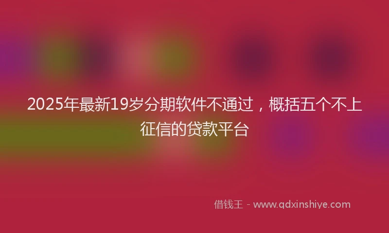 2025年最新19岁分期软件不通过，概括五个不上征信的贷款平台