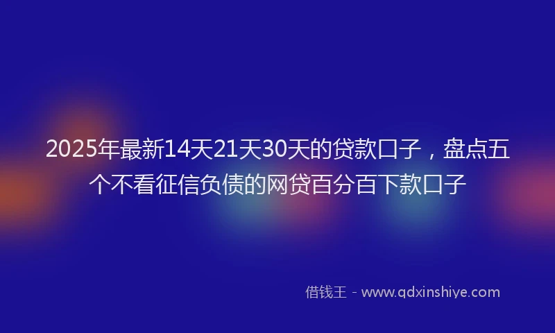 2025年最新14天21天30天的贷款口子，盘点五个不看征信负债的网贷百分百下款口子