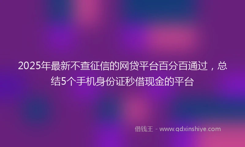 2025年最新不查征信的网贷平台百分百通过，总结5个手机身份证秒借现金的平台