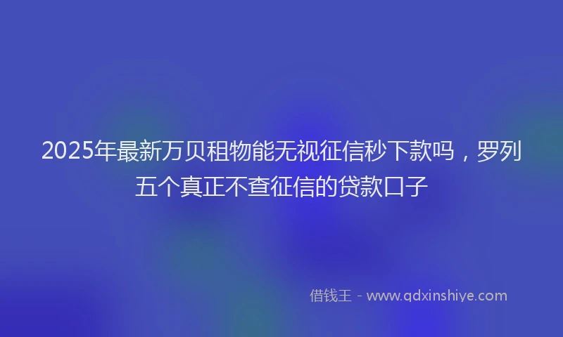 2025年最新万贝租物能无视征信秒下款吗，罗列五个真正不查征信的贷款口子