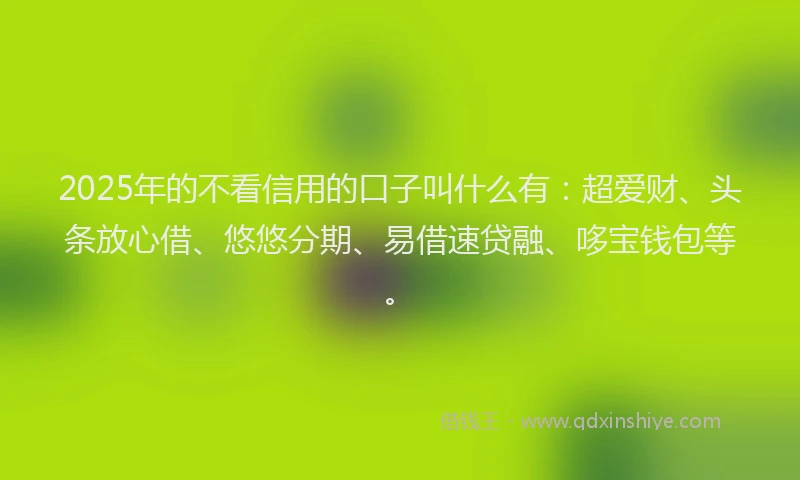 2025年的不看信用的口子叫什么有：超爱财、头条放心借、悠悠分期、易借速贷融、哆宝钱包等。