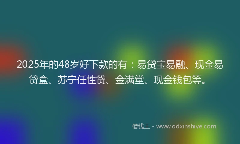 2025年的48岁好下款的有：易贷宝易融、现金易贷盒、苏宁任性贷、金满堂、现金钱包等。